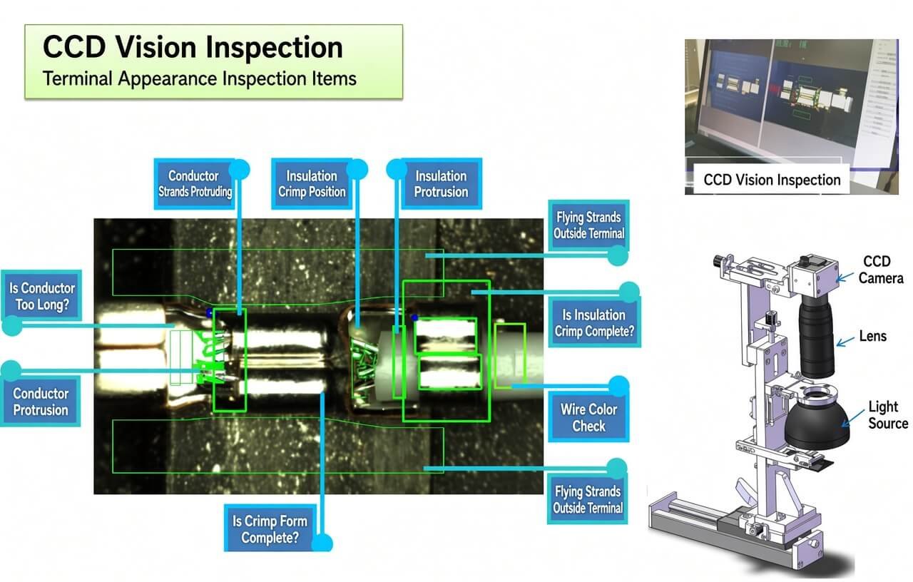 Fully Automatic Servo Dual-End Terminal Crimping Machine SOLU pressure management CCD Vision Inspection Standards