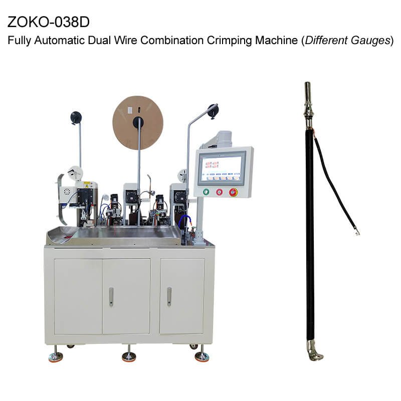 Fully Automatic Different Gauges Dual Wire Combination Crimping Machine ZOKO-038D