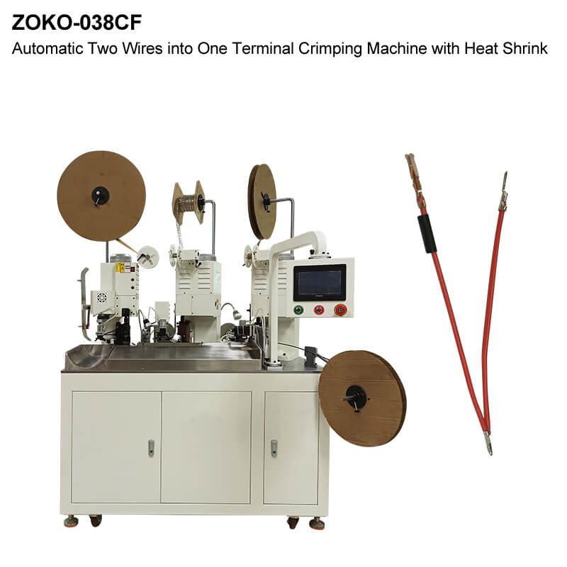Fully Automatic Dual Wire Combination Terminal Crimping Machine with Heat Shrink Tube ZOKO-038CF