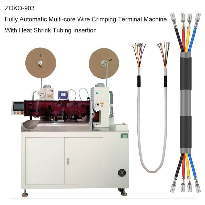Fully Automatic Multi-Core Cable Stripping Crimping and Heat Shrink Tube Inserting Machine ZOKO-903