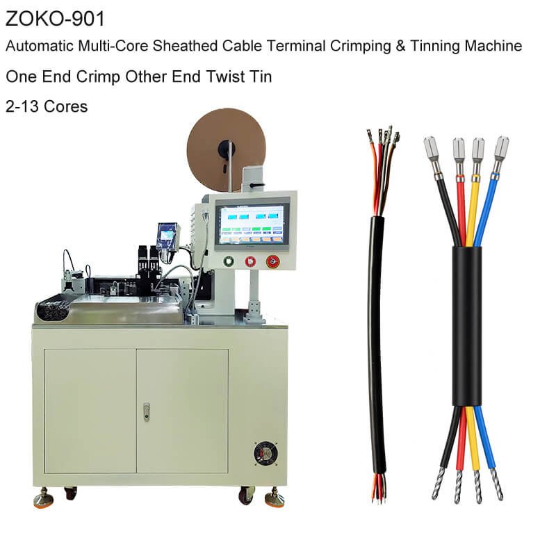 Fully Automatic Multi-Core Sheathed Cable Terminal Crimping & Tinning Machine ZOKO-901