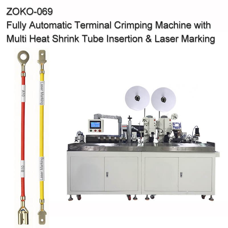Fully Automatic Terminal Crimping Machine with Multi Heat Shrink Tube Insertion & Laser Marking ZOKO-069