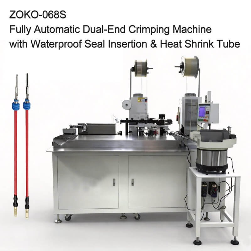 Fully Automatic Double-End Terminal Crimping Machine with Waterproof Seal Insertion & Heat Shrink Tube
