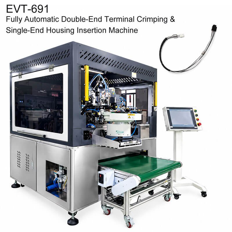Automatic Both Ends Terminal Crimping and One End Housing Insertion Machine EVT-691 fully automatic wire harness equipment